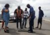 Governor Oborevwori’s Administration Responsive to Public Complaints – Izeze Delta State Commissioner for Works (Highways and Urban Roads) Comrade Reuben Izeze (middle) Functioning Permanent Secretary in the Ministry Engr Juliet Aboloje (left), Deputy Director Highways and Zonal Engineer Engr. John Oniyeburutan (right) and Engr. Ejovi Adasen (second right) during inspection of Beneku bridge and access road on Sunday.