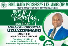 Isoko – Nation Progressive Like-Minds Celebrates a Visionary Leader Hon. Ashakah on Birthday Anniversary